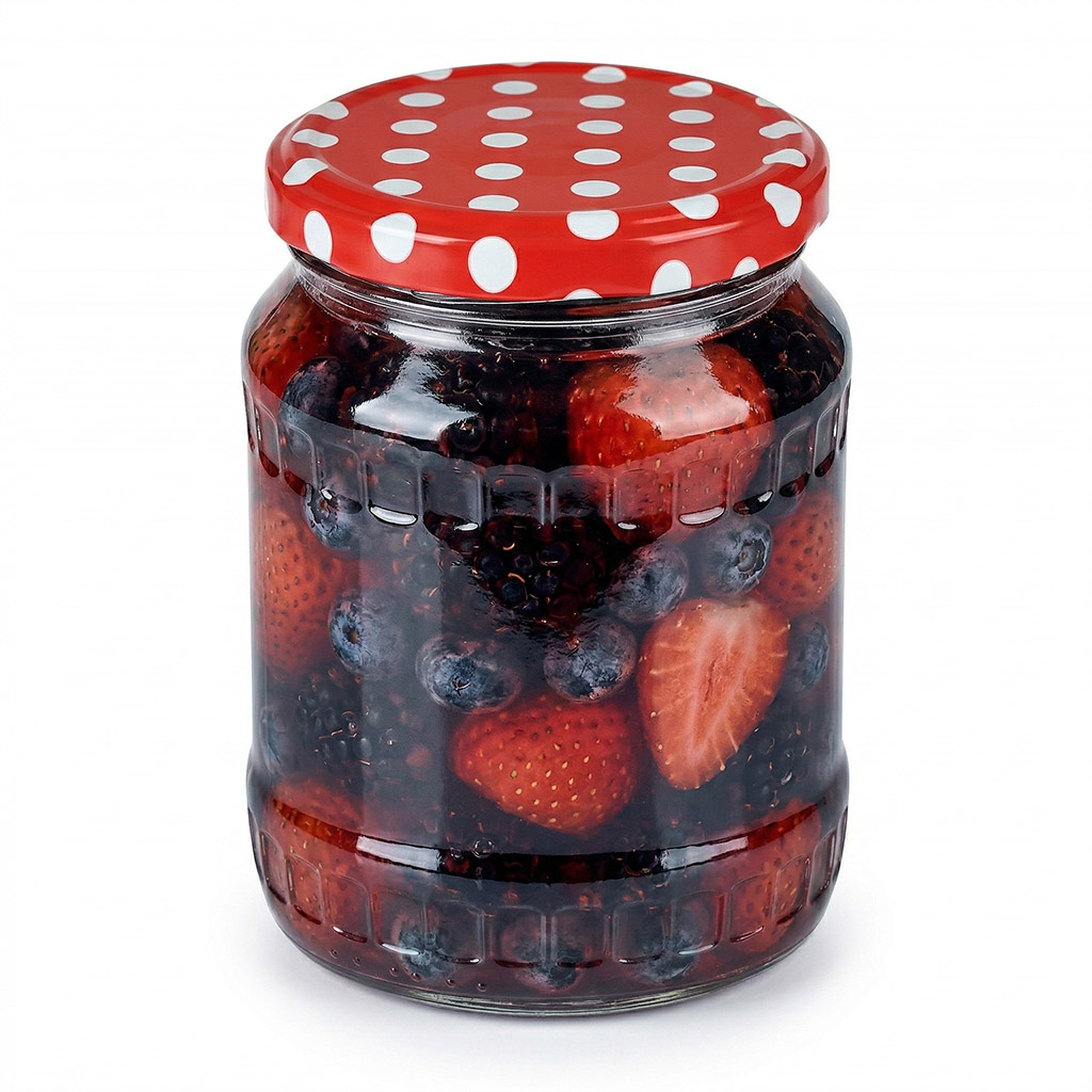 Víčko na sklenici TO 82 - Tečky - červené